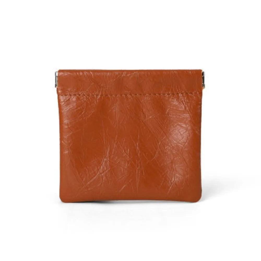 Waterproof PU Leather Coin Purse – Auto-Closure Mini Bag