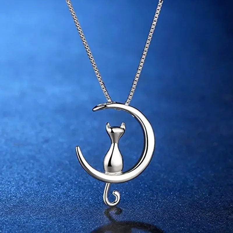 Moon Cat Pendant Necklace – Ethnic Zinc Alloy Mood Tracker Pendant Necklace Nixie