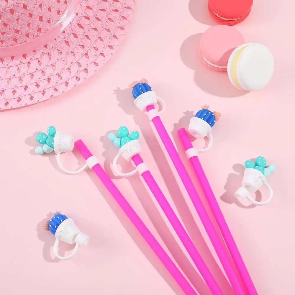 6-Pack Cartoon Silicone Straw Cover Caps – Reusable 10mm Tips