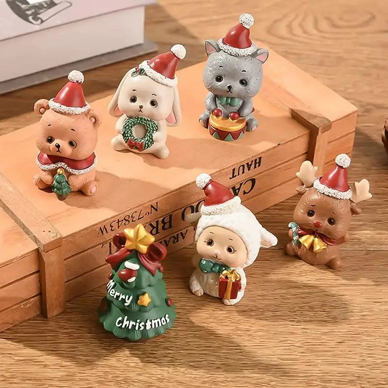 Mini Resin Christmas Animal Ornament | Cute Xmas Tree Pendant Christmas Ornament Nixie