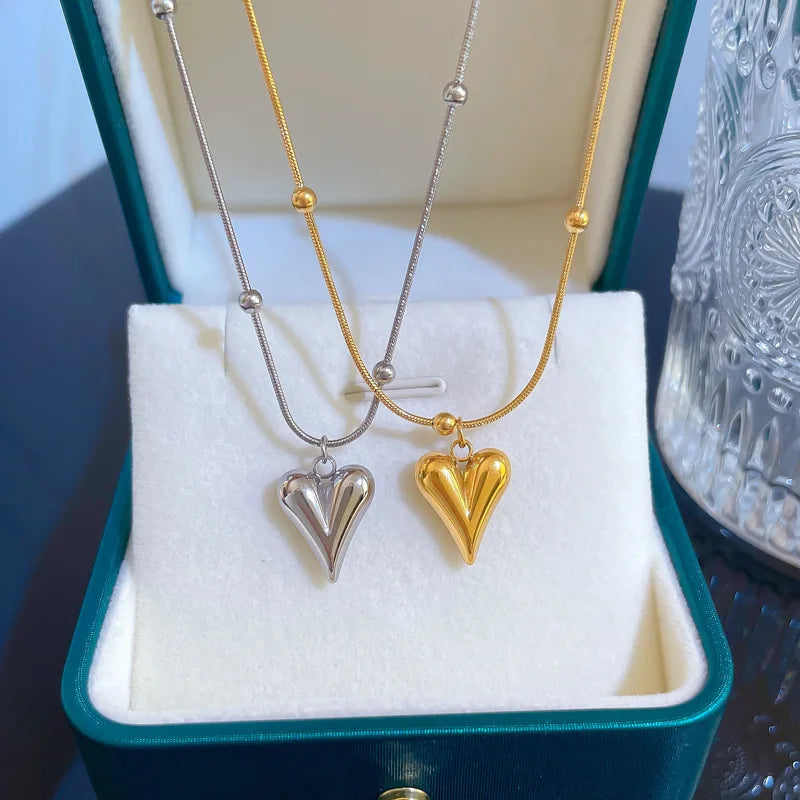 Beaded Heart Gold Clavicle Chain Necklace for Women Chain Necklace Nixie