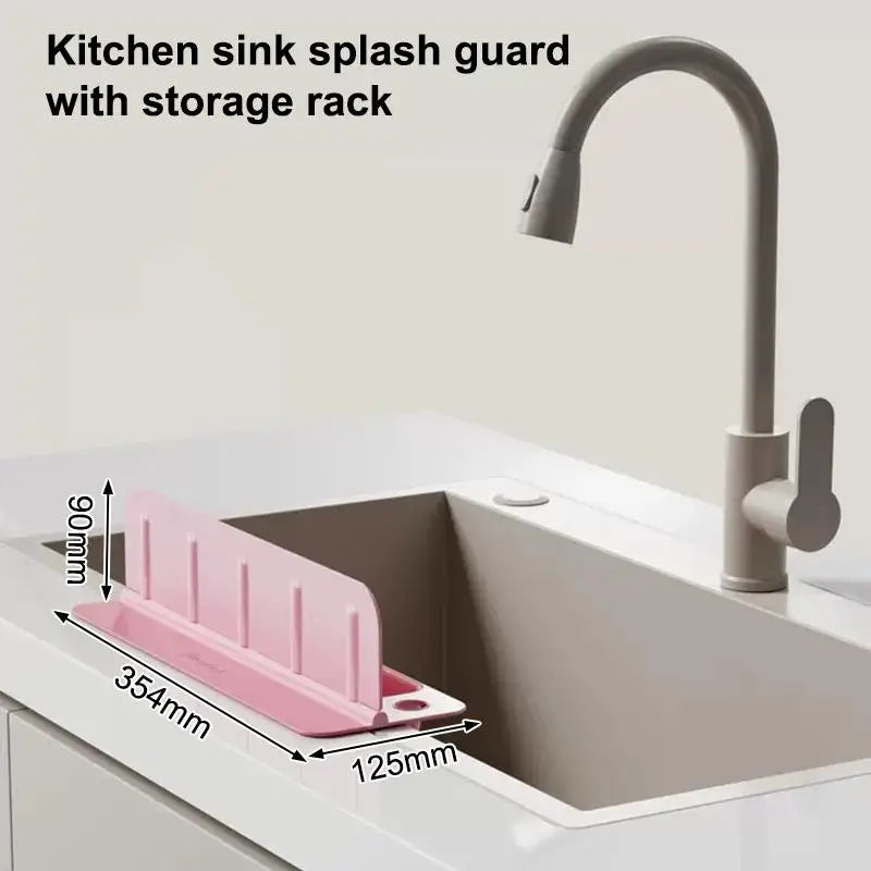 Silicone Sink Splash Guard with Drain & Storage Tray