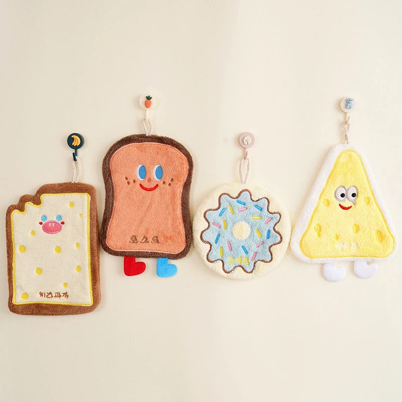 Cute Cartoon Kids Hand Towel Quick-Dry Coral Fleece Hanging Kids Hand Towel Nixie