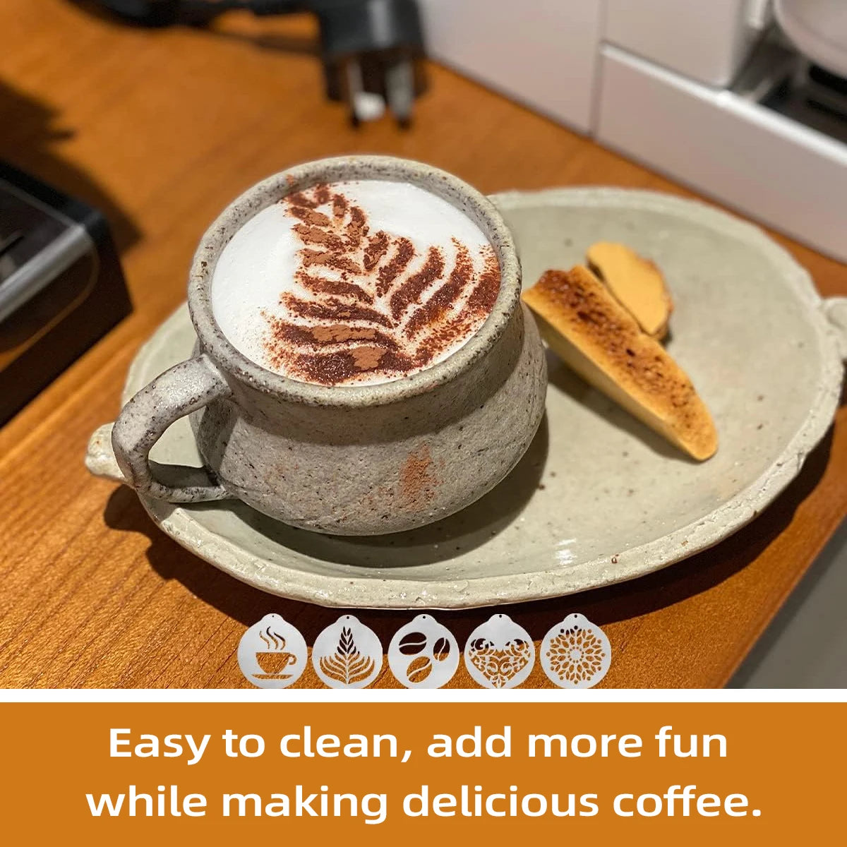 5-Piece Stainless Steel Latte Art Stencils & Cappuccino Templates Coffee Decorating Stencils Nixie