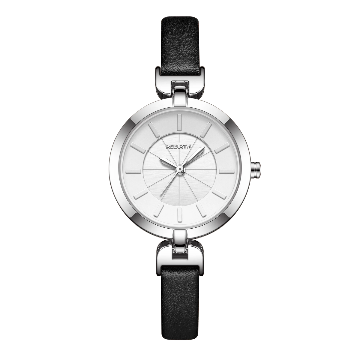 REBIRTH Women's Quartz Watch – Leather Band, Minimalist Dial Women's Quartz Watch Nixie black