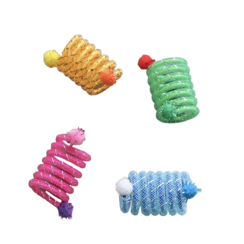 Spring Coil Cat Toy with Plush Ball – Interactive Kitten Toy