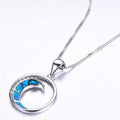 Moon Opal Charm Pendant Necklace – Silver Plated Gift Charm Pendant Necklace Nixie Dark Gold
