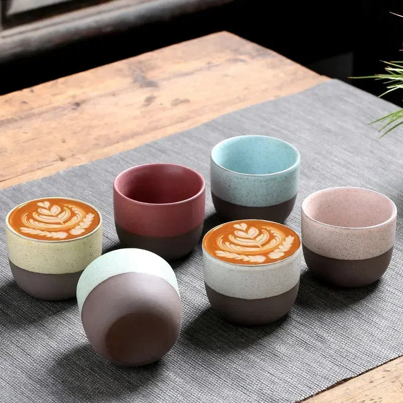120ml Handmade Rough Pottery Retro Teacup | Chinese Kung Fu Cup Pottery Tea Mug Nixie