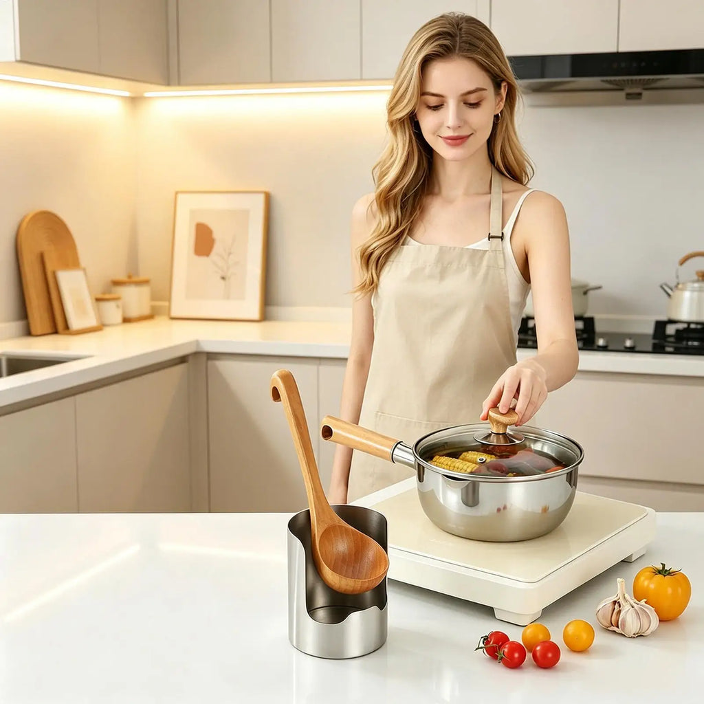 Stainless Steel Spoon Rest & Pot Lid Holder for Kitchen Utensil Holder Rack Nixie
