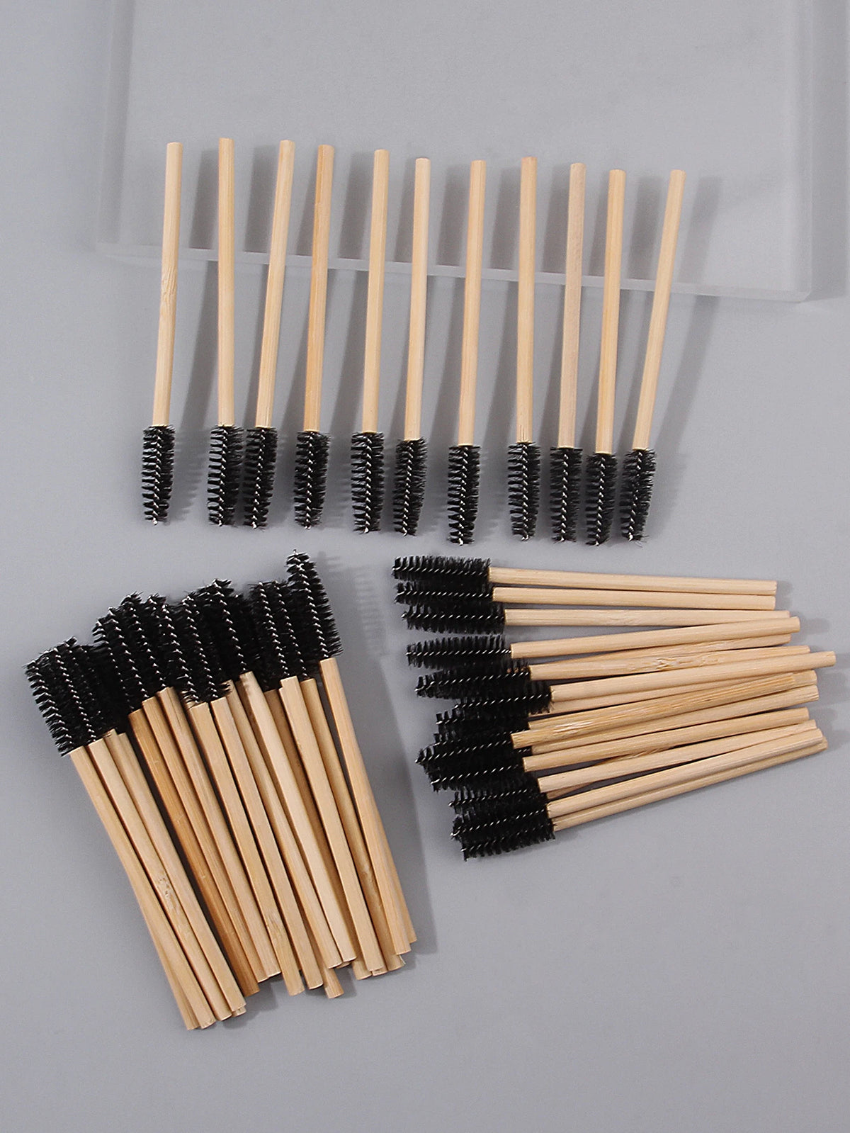 50PCS Bamboo Mascara Wands – Lash & Eyebrow Brush Set Mascara Wand Set Nixie black