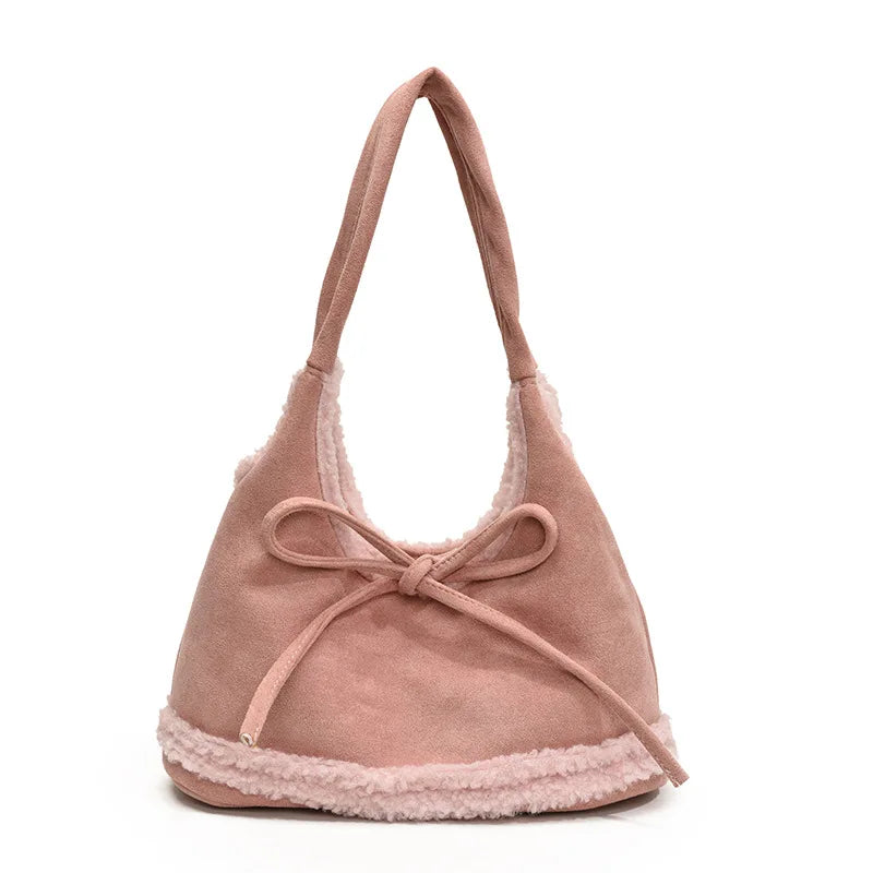 Nixie Lamb Wool Shoulder Bag – Large Capacity Women's Tote Shoulder Handbag Nixie