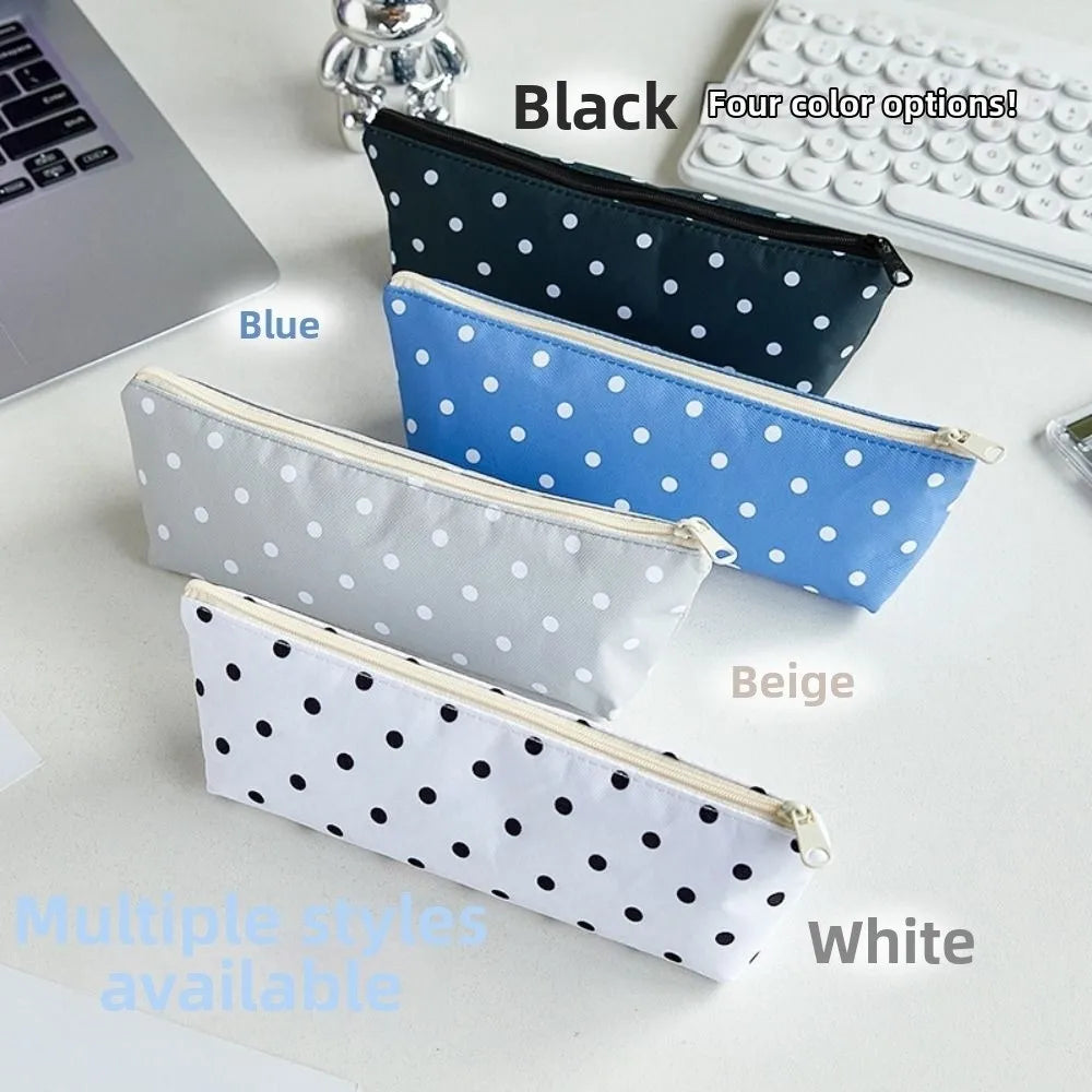 Polka Dot Pencil Case Large Capacity Zipper Stationery Pouch Pencil Case Nixie