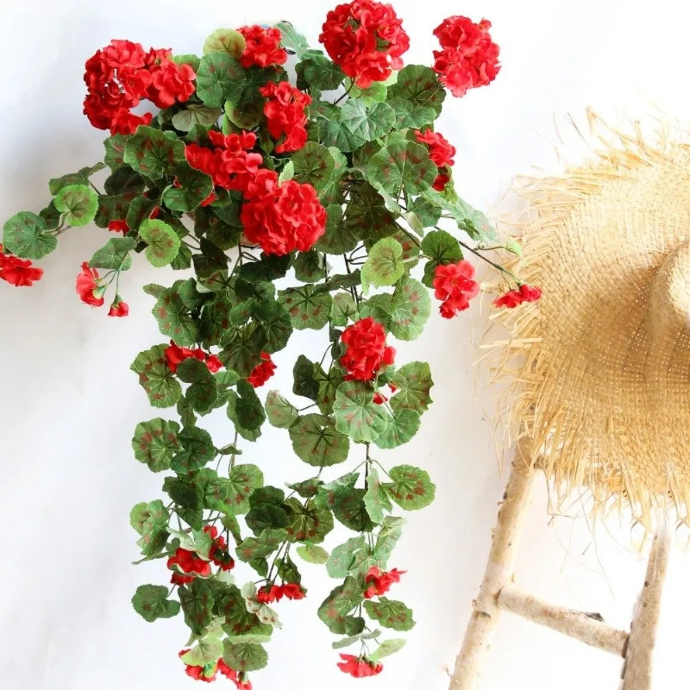 Realistic Artificial Geraniums Faux Flower Bouquet – Home & Wedding Artificial Flower Bouquet Nixie