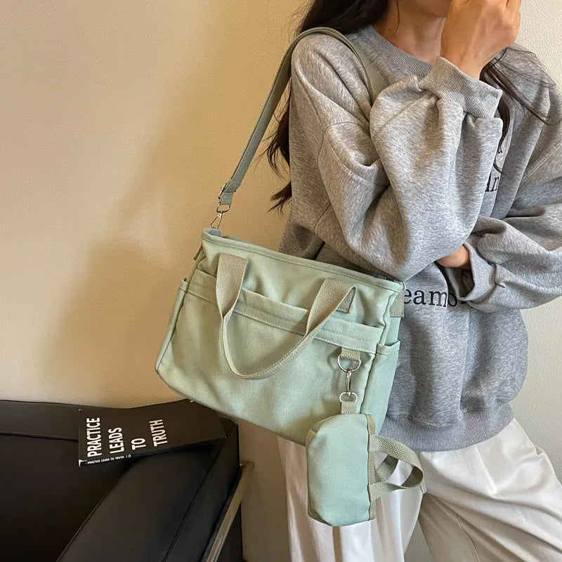 Korean Minimalist Canvas Tote Bag – Large Women's Shoulder Bag Canvas Tote Bag Nixie