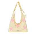 Korean Star Embroidered Canvas Tote Shoulder & Crossbody Bag Canvas Tote Bag Nixie Yellow