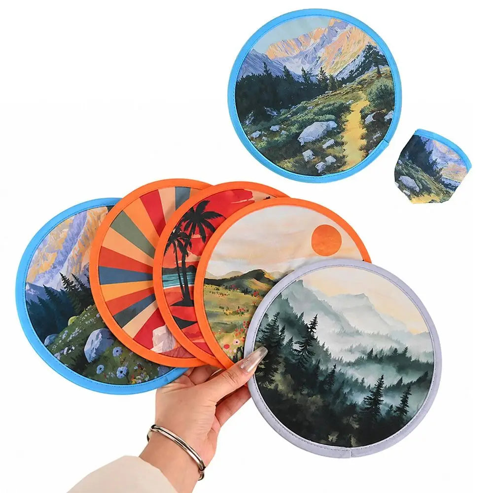 Portable Round Foldable Hand Fan – Flower & Cartoon Art