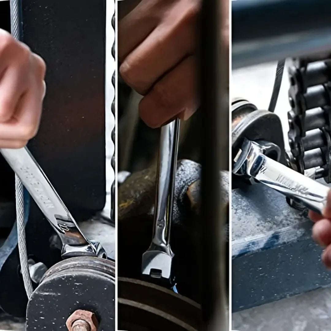 11-Pc Vanadium Steel Wrench Set – Hex Keys & Swivel Ratchet Combination Wrench Set Nixie