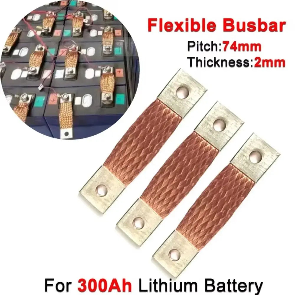Flexible Copper Busbar 74mm Pitch 400A for LiFePO4 Battery Battery Busbar Connector Nixie