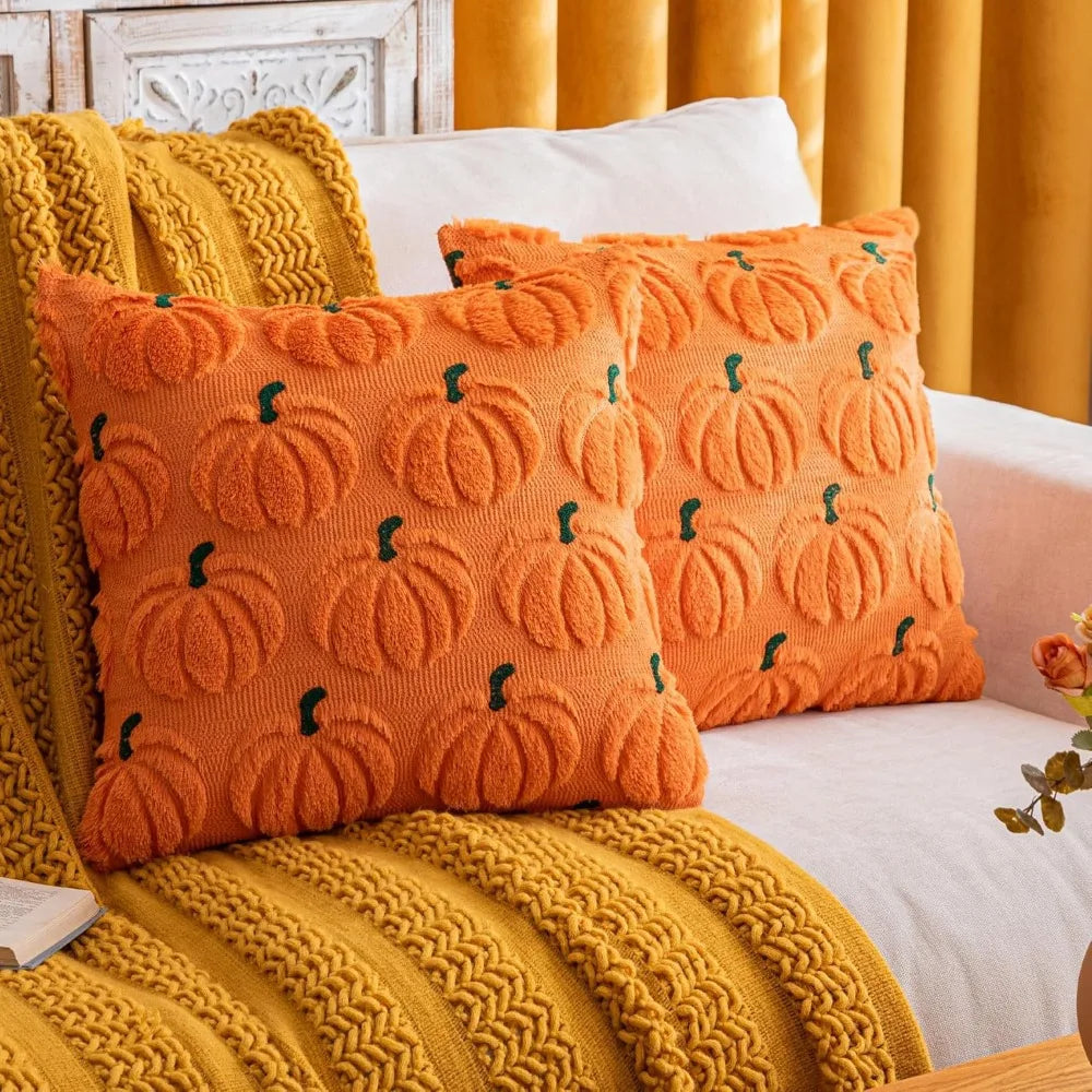 Halloween Pumpkin Tufted Throw Pillow Cover 45x45cm Fall Decor