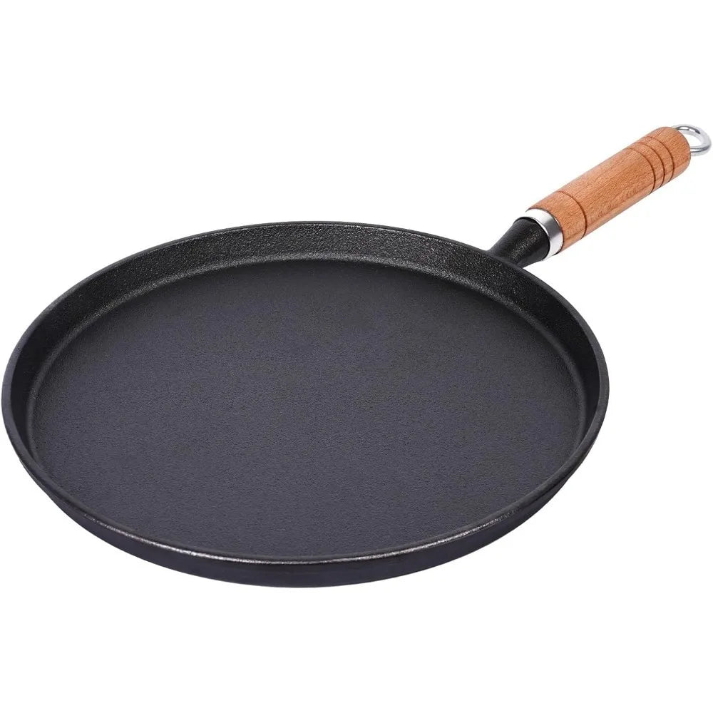 Cast Iron Frying Pan – Uncoated Non-Stick Crepe & Egg Pan Cast Iron Skillet Nixie