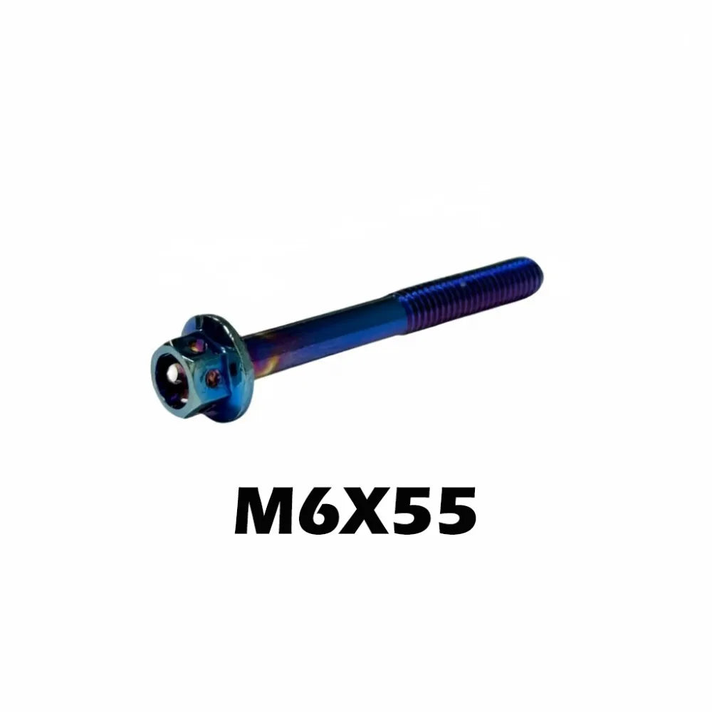 M6 Titanium Hex Flange Bolt Blue Drilled Head – 10 Lengths Titanium Hex Bolt Nixie M6x55mm