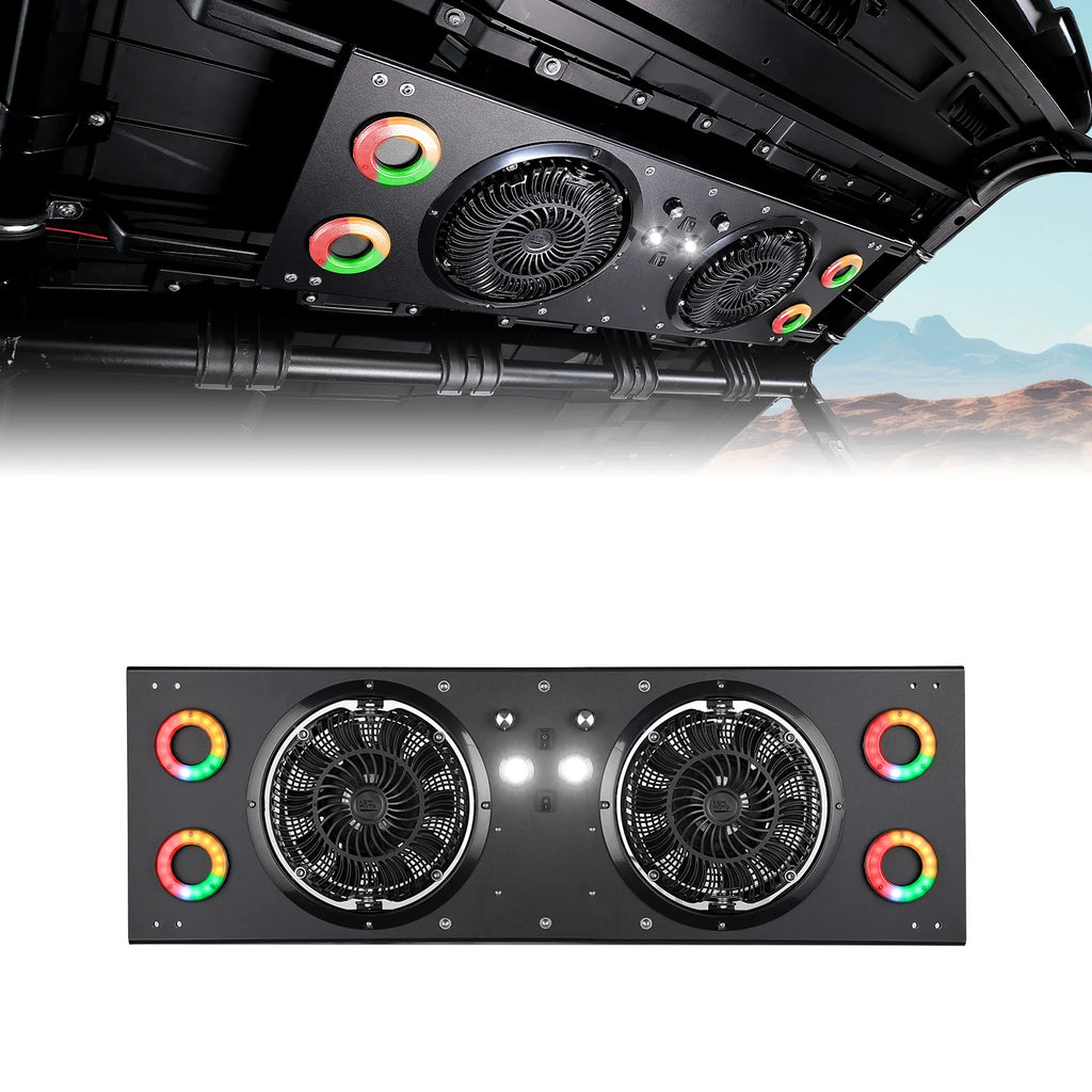 12V UTV Cab Cooling Fan with Dome Light & RGB – IP66 Rated UTV Cab Cooling Fan Nixie
