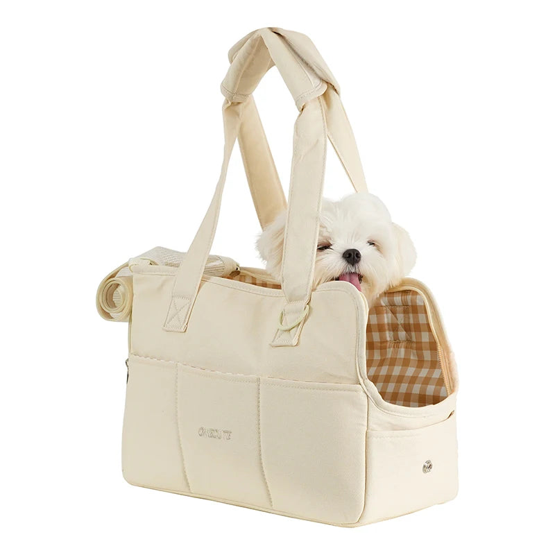 ONECUTE Portable Pet Carrier Sling Bag for Cats & Dogs Pet Carrier Bag Nixie Beige bag M