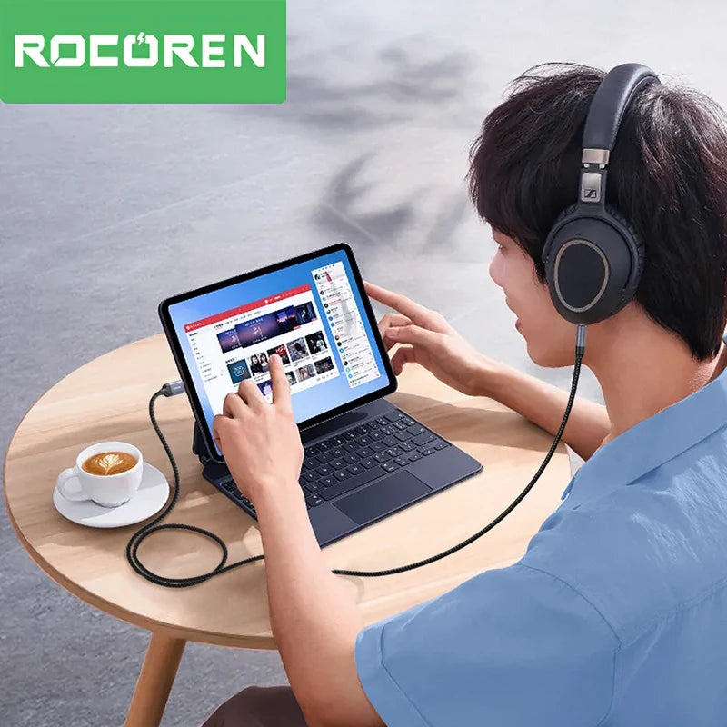 Rocoren USB-C to 3.5mm Aux Cable Adapter | Hi-Fi Audio Audio Adapter Cable Nixie