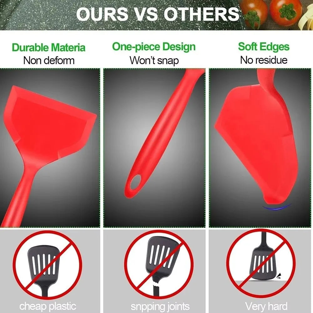 Wide Silicone Spatula – Heat-Resistant Nonstick Turner Silicone Kitchen Spatula Nixie