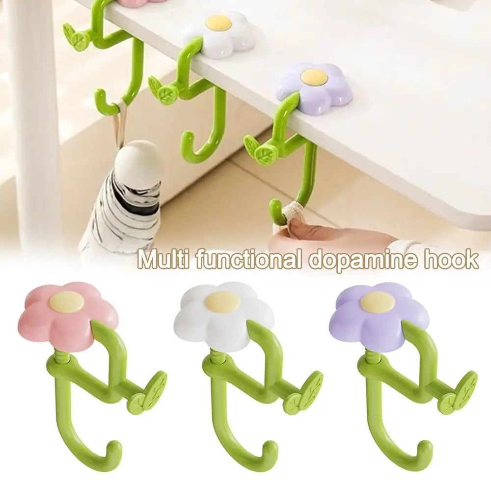 Flower-Shaped Desk Edge Hook – Punch-Free, Adjustable