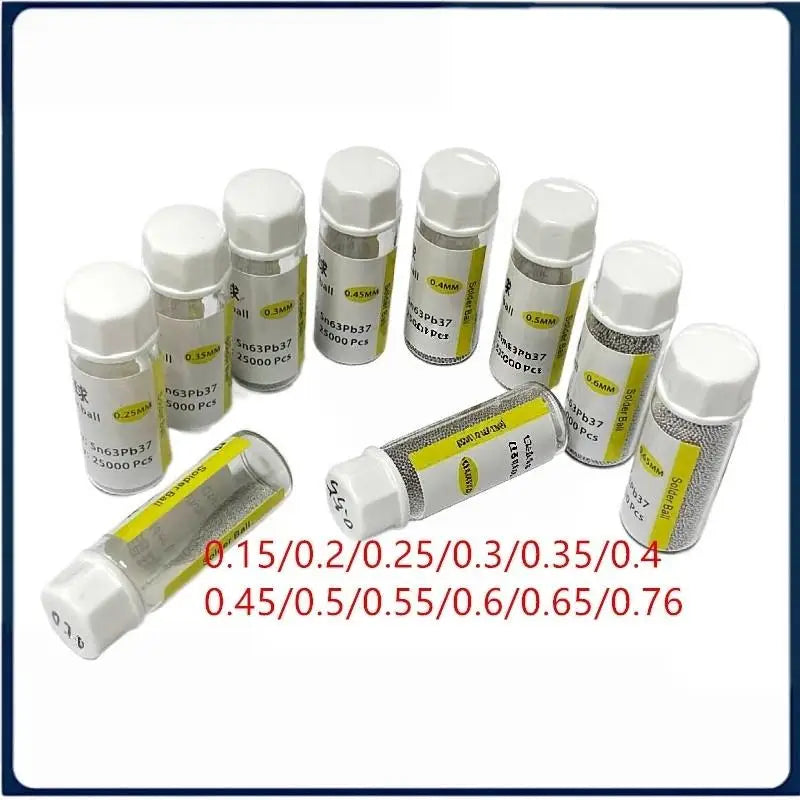 BGA Solder Balls 25K Sn63Pb37 0.2–0.76mm Reballing Kit BGA Solder Balls Nixie