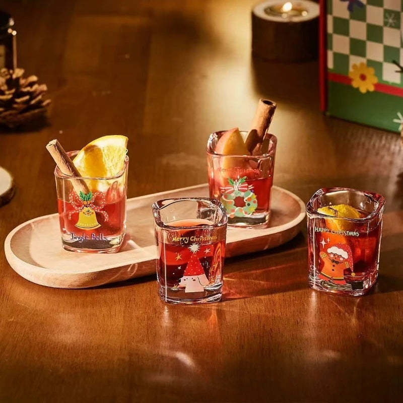 Christmas Cartoon Glass Red Wine Cup Gift Box Set Wine Glass Set Nixie