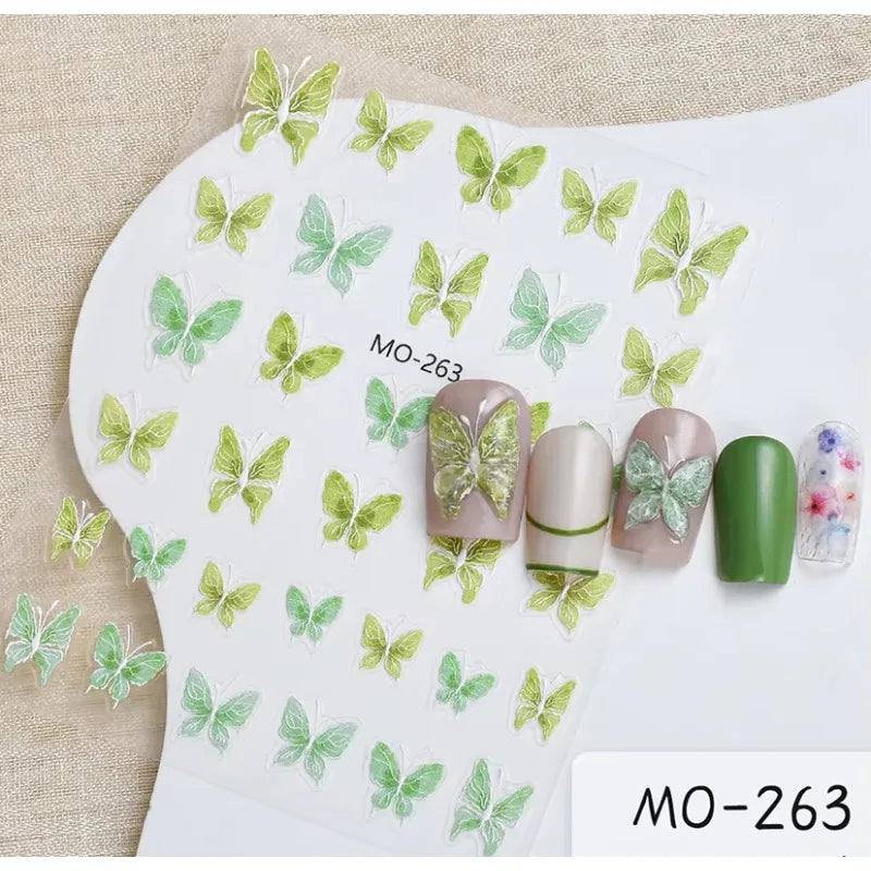 5D Embossed Nail Art Decals – Black & White Butterfly Rose Nail Art Decals Nixie