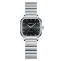 REBIRTH Quartz Watch Roman Numeral Square Dial Stainless Steel Quartz Wristwatch Nixie black