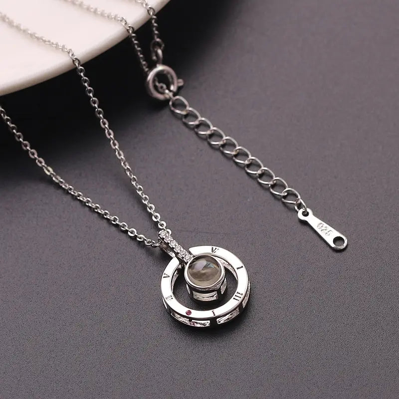 2pcs I Love You 100 Languages Projection Pendant Necklace Set Pendant Necklace Set Nixie