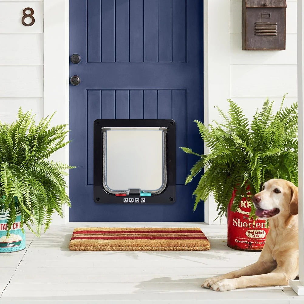 Cat Flap Door 4-Way Lock – Transparent Pet Door for Cats & Dogs Pet Flap Door Nixie