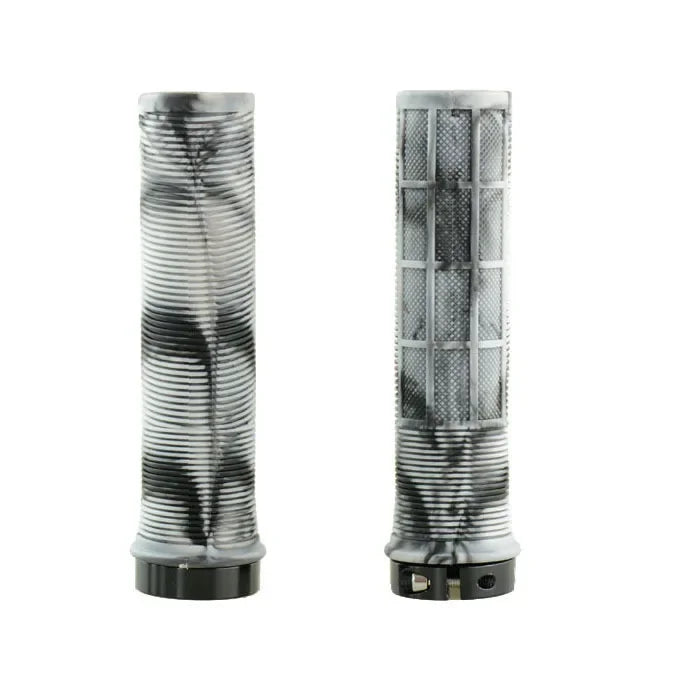 MTB Handlebar Grips Aluminum Lock-On Non-Slip Bike Grips 133mm Bicycle Handlebar Grips Nixie Black-White