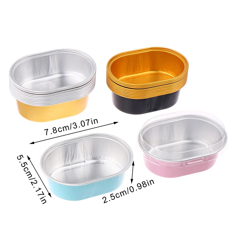 10Pcs Aluminum Foil Baking Cups with Lids – 68ml Dessert Molds Foil Baking Cups Nixie