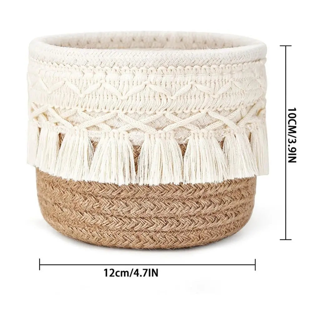 Cotton Rope Tassel Desktop Storage Basket – Pen & Organizer Desktop Storage Basket Nixie