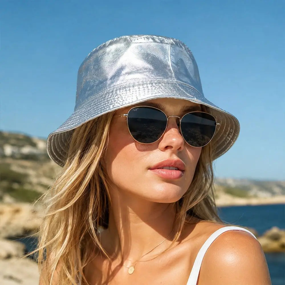 Reversible Bucket Hat UPF 50+ Metallic Harajuku Style Unisex Reversible Bucket Hat Nixie