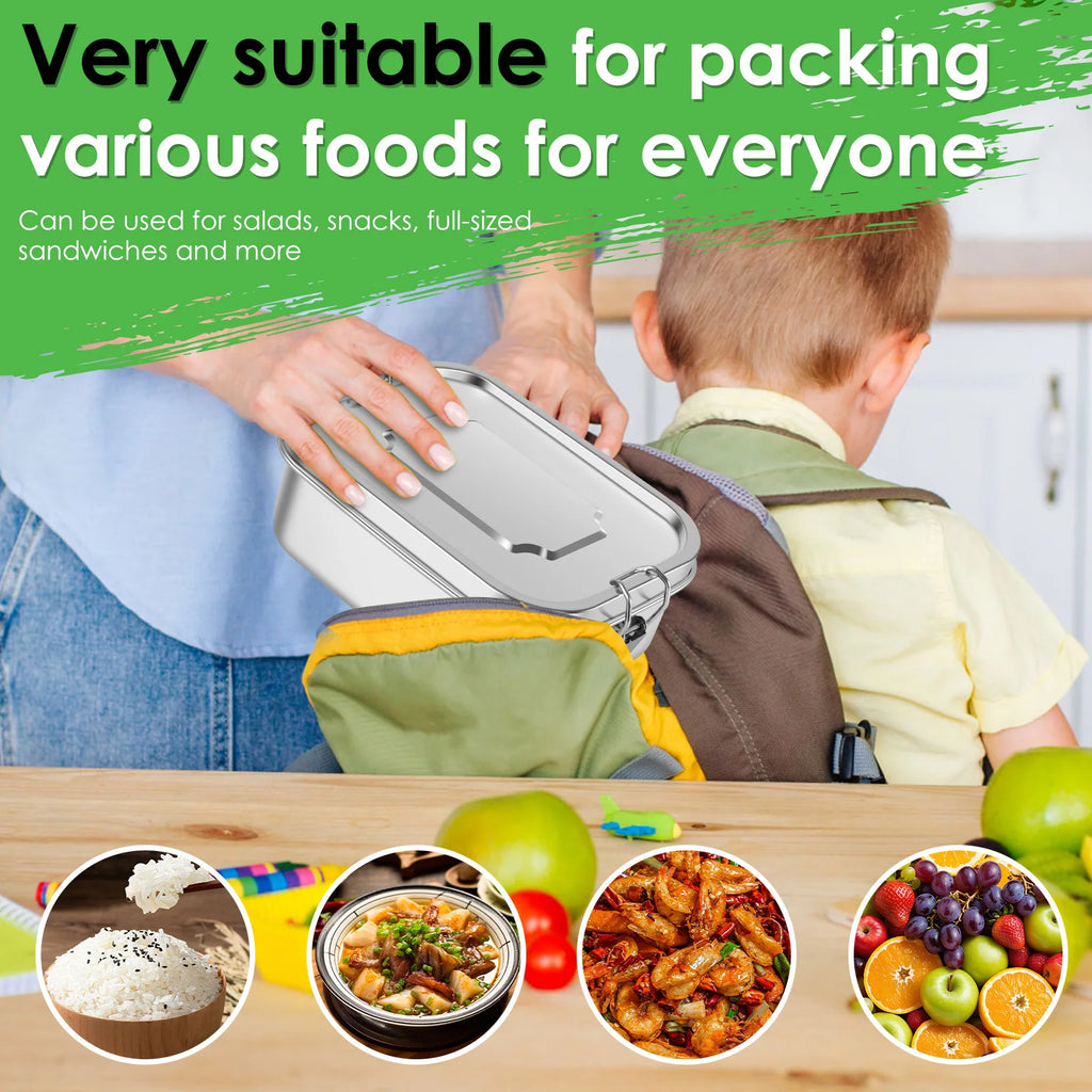 Nixie Stainless Steel Bento Box 1500ml Leakproof 3-Compartment Bento Lunch Box Nixie