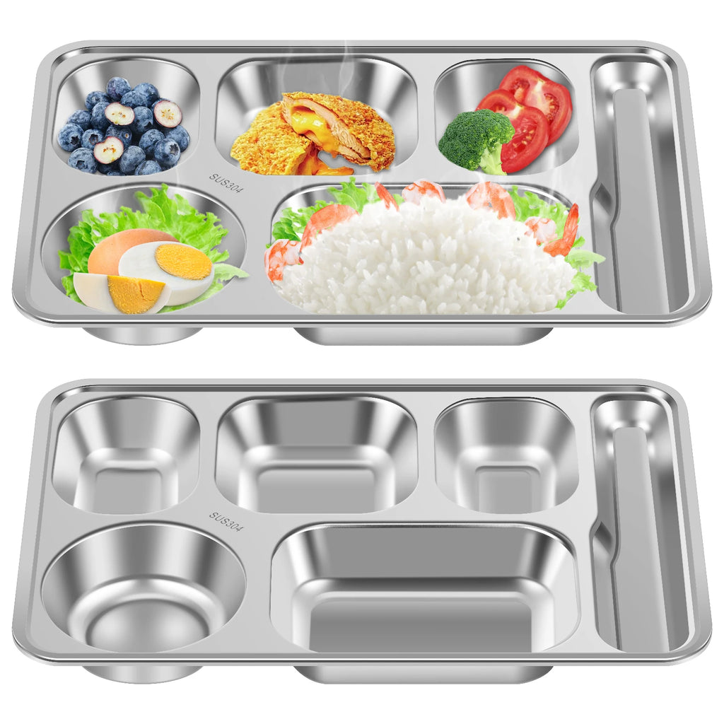 2-Pack 5-Compartment Stainless Steel Snack & Meal Prep Container Meal Prep Container Nixie