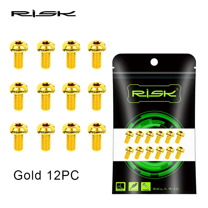 RISK Titanium Alloy Disc Rotor Bolts M5x10mm 12pcs Bike Screws Disc Rotor Bolts Nixie