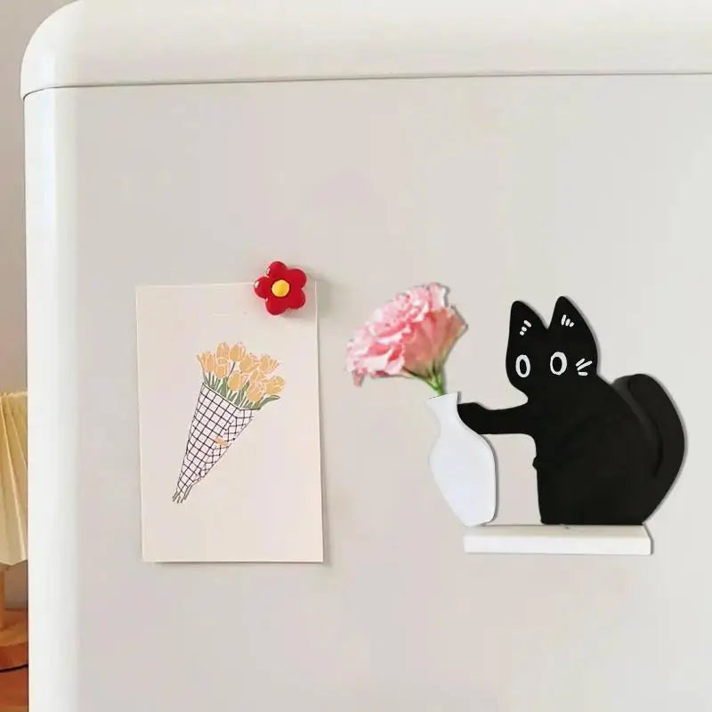 3D Printed Kitten Vase Refrigerator Magnet – Cute Home Decor