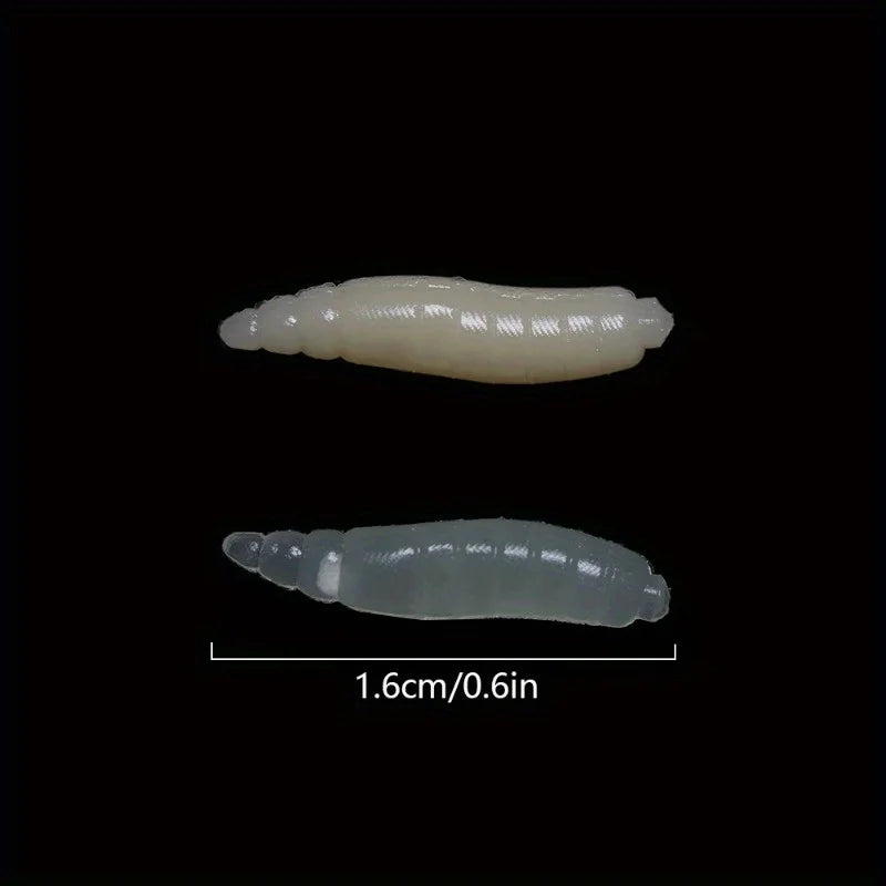 50Pcs Soft Bait Grub Worms 1.6cm Ivory PVC Fishing Lures