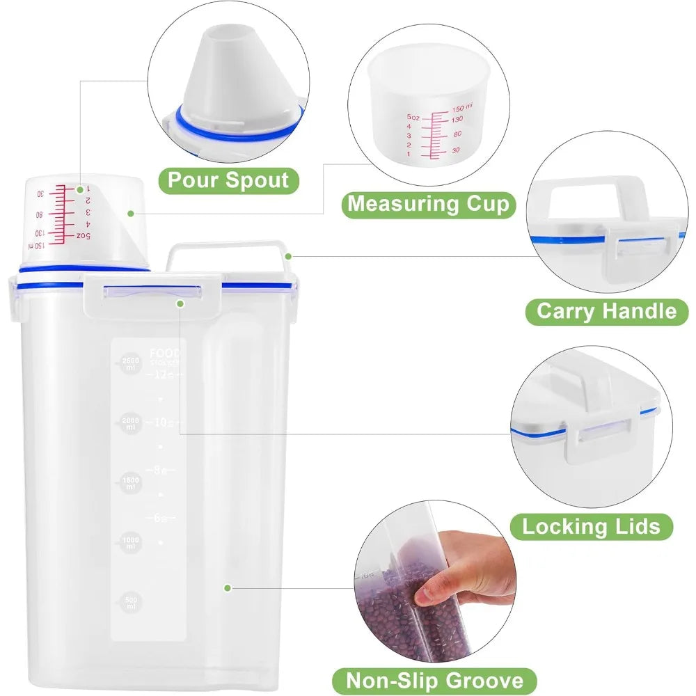 Airtight Rice Dispenser Storage Container with Measuring Cup