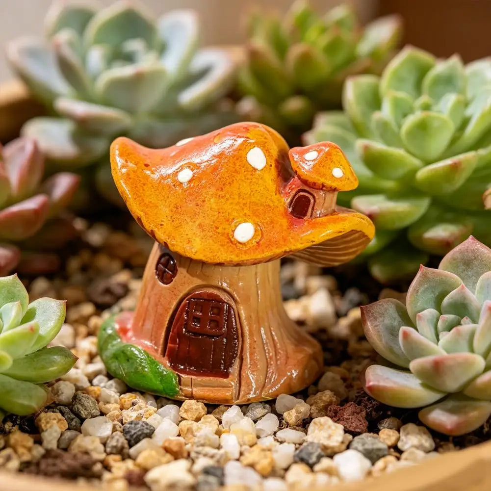 Resin Mushroom House Fairy Garden Miniature Ornament Decor Miniature Garden Ornament Nixie