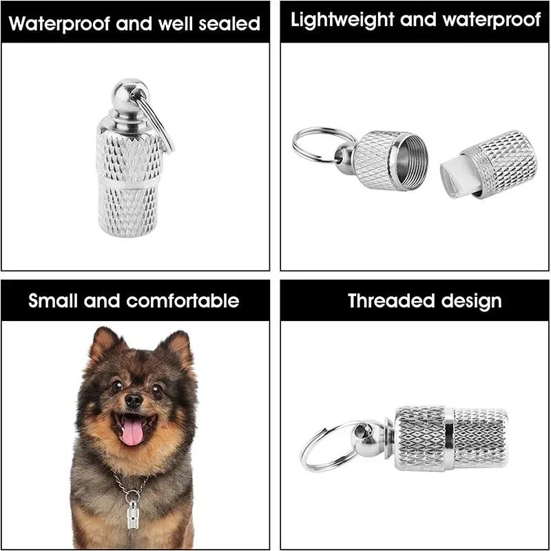 Pet ID Tag Mini Metal Collar Storage Tube – Anti-Loss Tag
