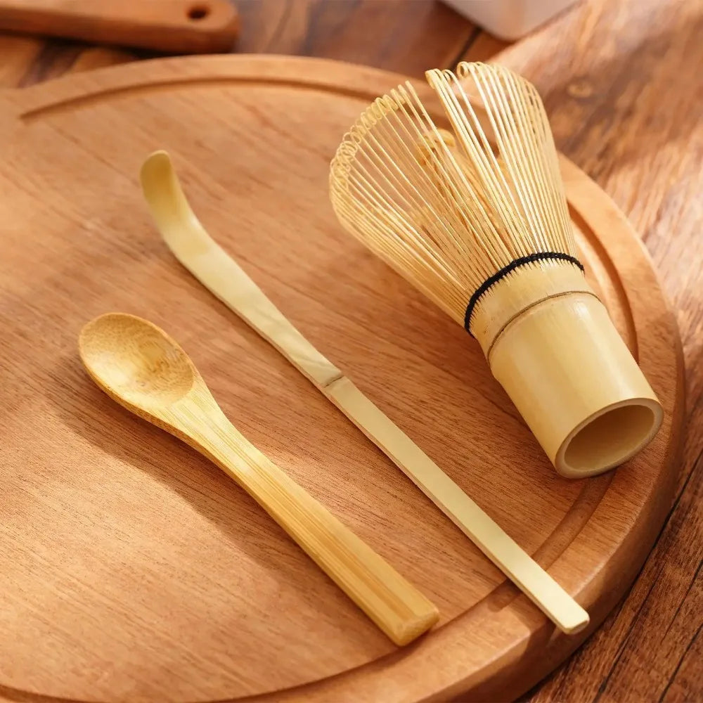 Matcha Whisk Set – Bamboo Chasen, Chashaku & Tea Spoon 3-Pc Matcha Tea Set Nixie