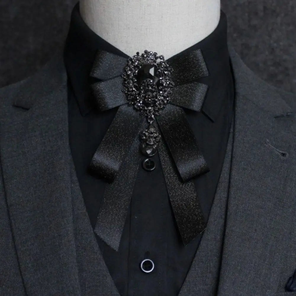 Luxury Rhinestone Handmade Bow Tie – Crystal Ribbon Bowtie